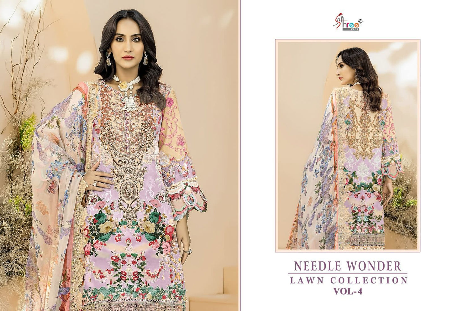 Needle Wonder Lawn Collection Vol 4 Shree Fabs Cotton Pakistani Patch Work Suits