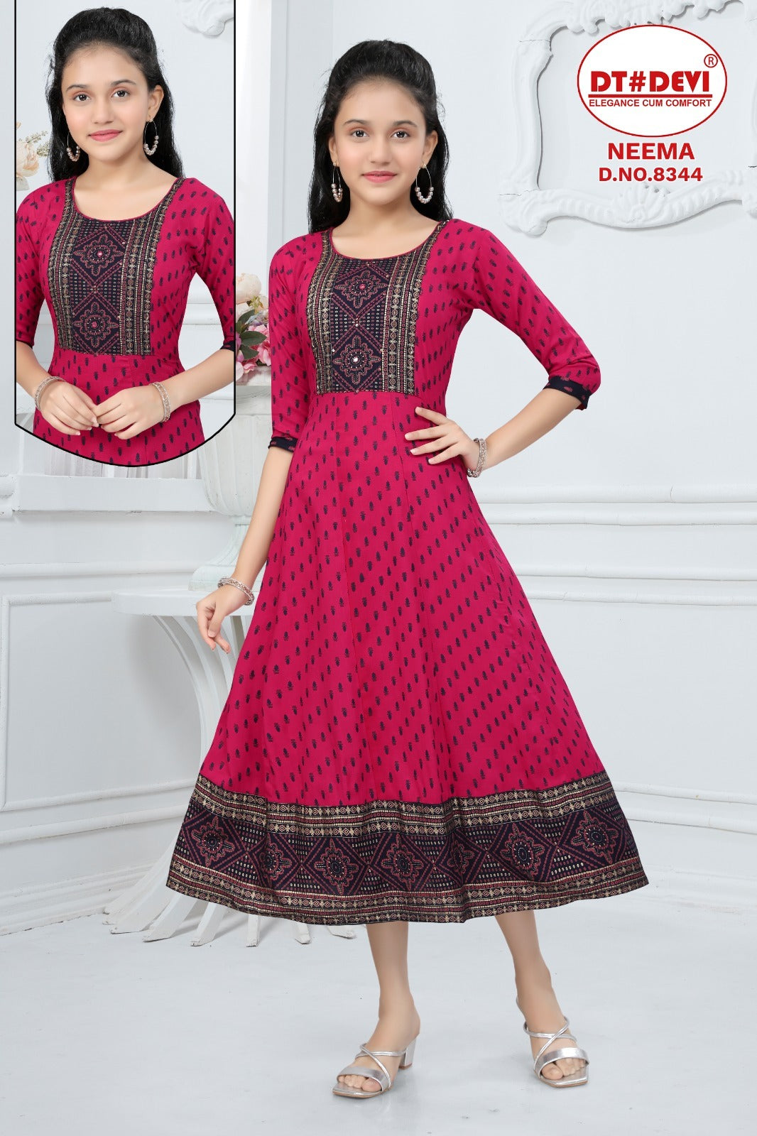 Neema-8344 Dt Devi Reyon Girls Anarkali Kurti