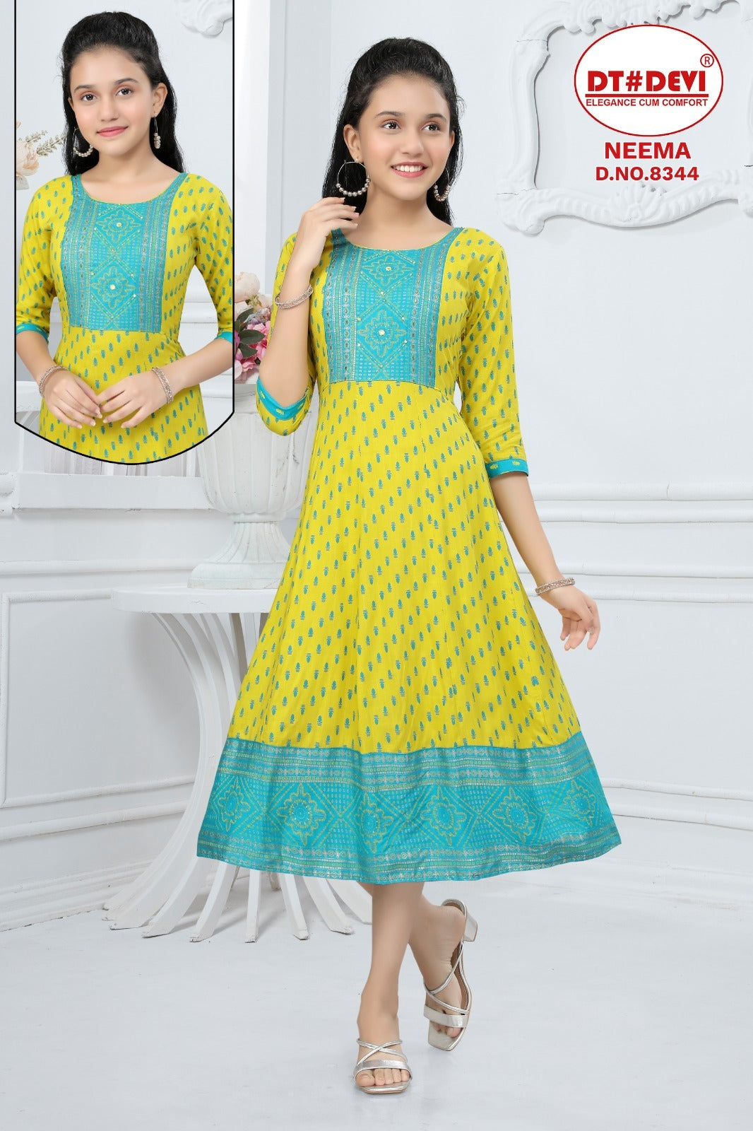 Neema-8344 Dt Devi Reyon Girls Anarkali Kurti