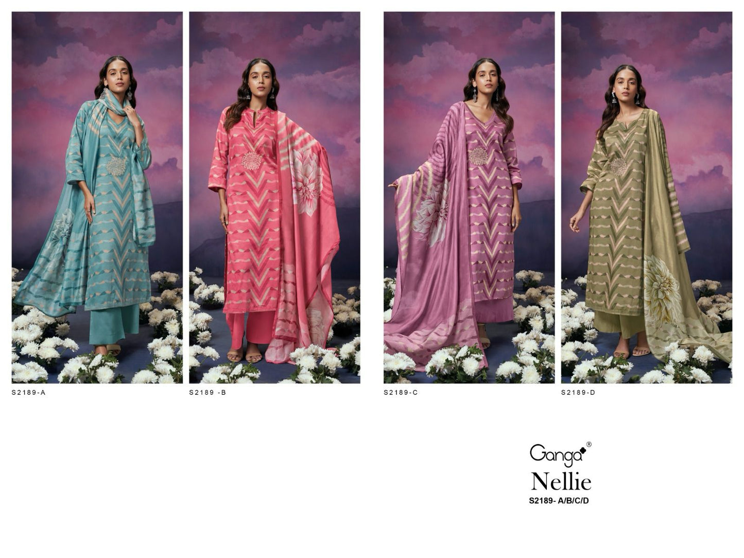 Nellie 2189 Ganga Cotton Silk Plazzo Style Suits