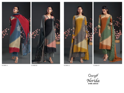 Nerida 1866 Ganga Silk Plazzo Style Suits