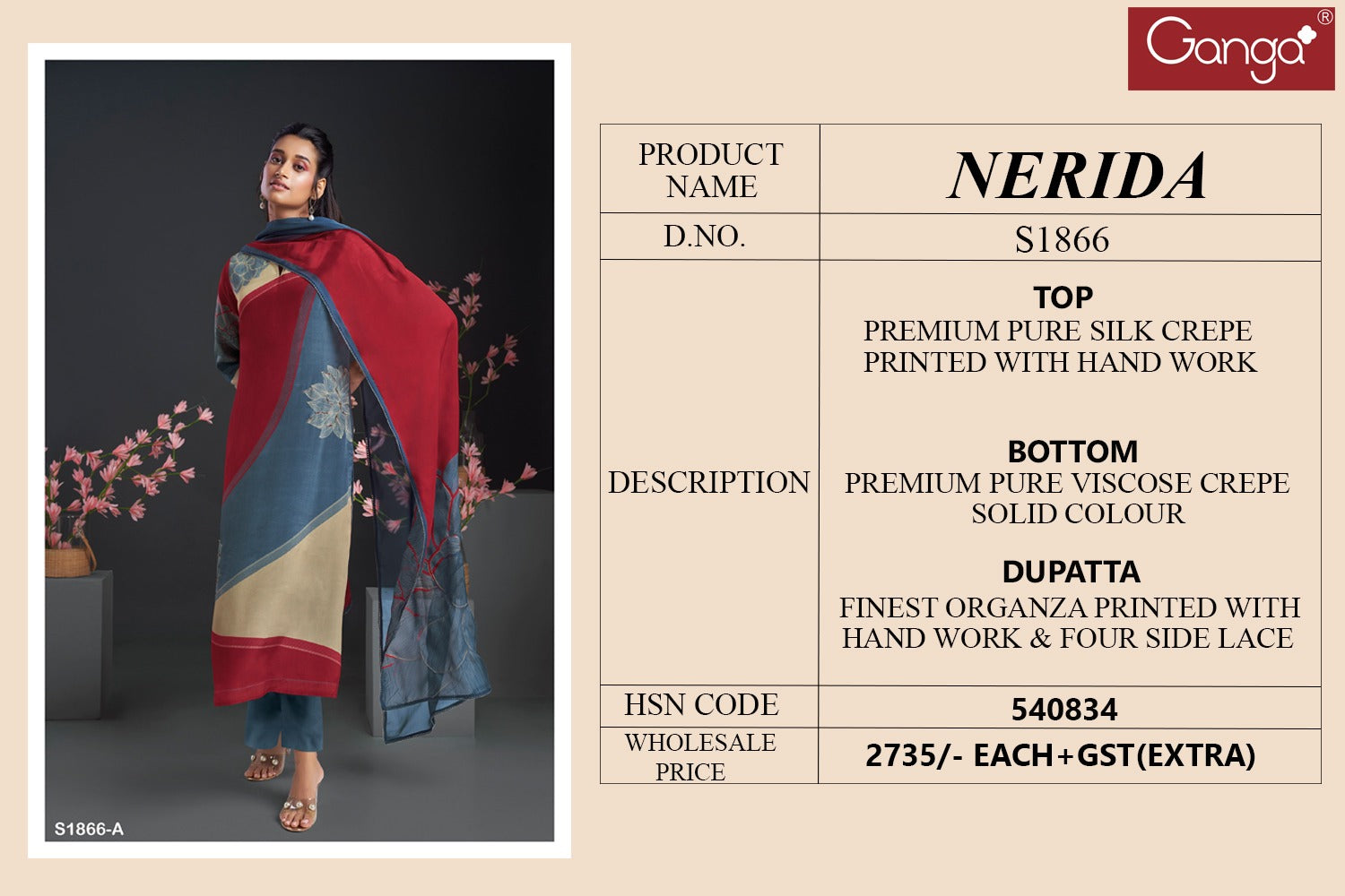 Nerida 1866 Ganga Silk Plazzo Style Suits