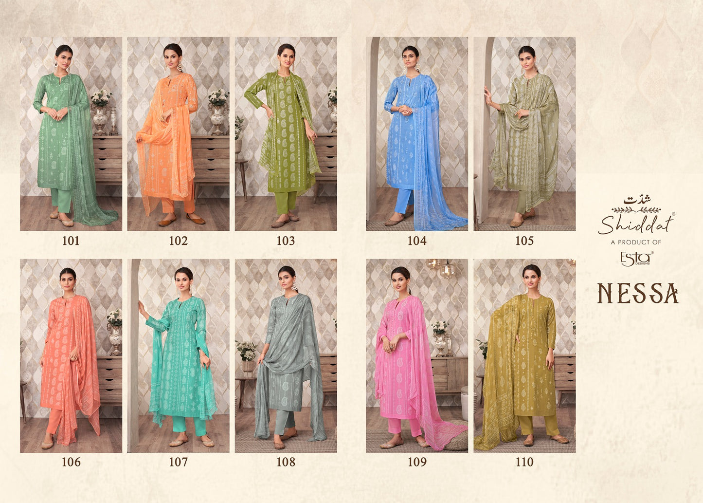 Nessa Shiddat Cambric Cotton Pant Style Suits