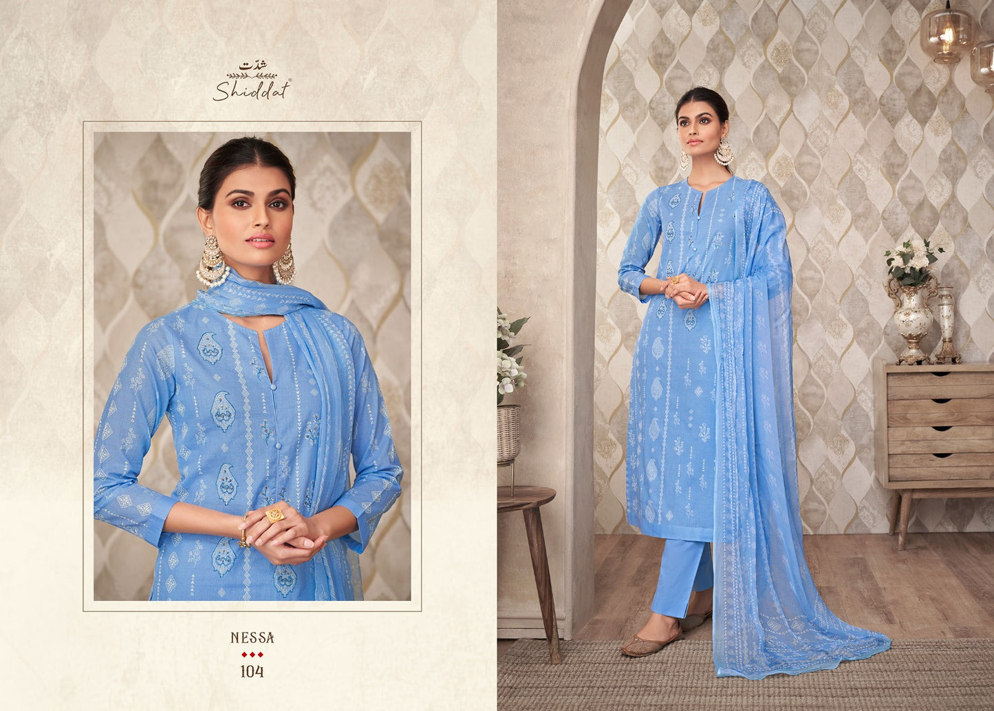 Nessa Shiddat Cambric Cotton Pant Style Suits