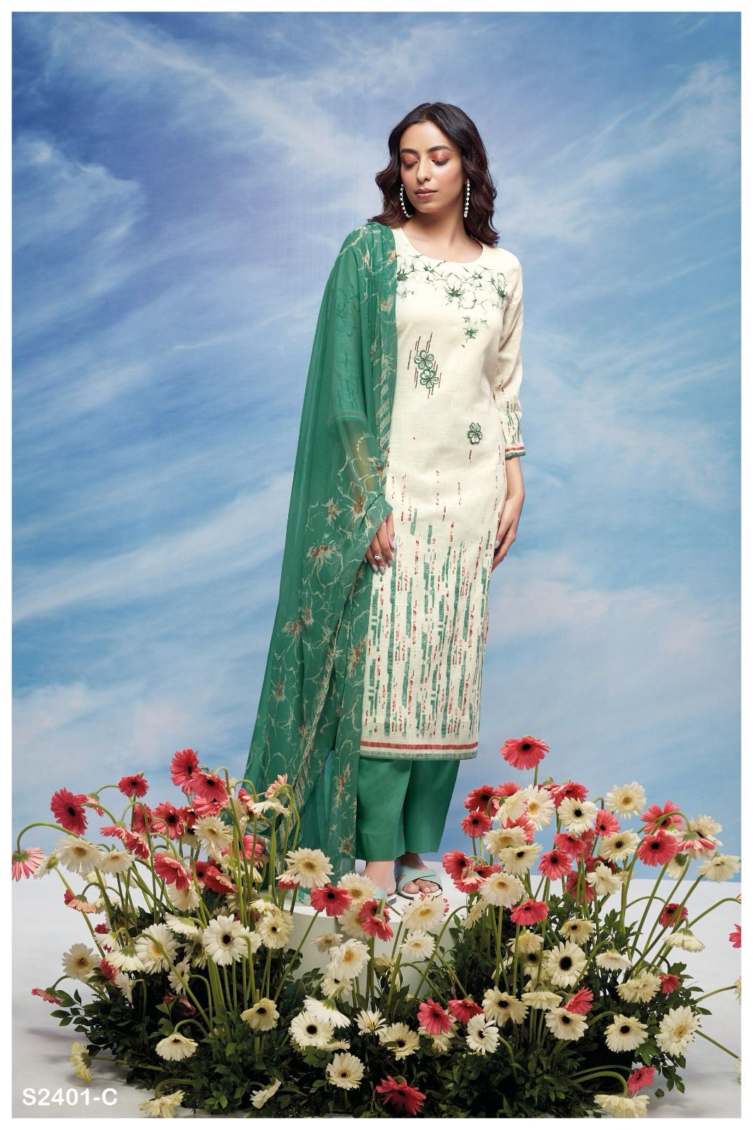 Netima 2401 Ganga Cotton Linen Plazzo Style Suits