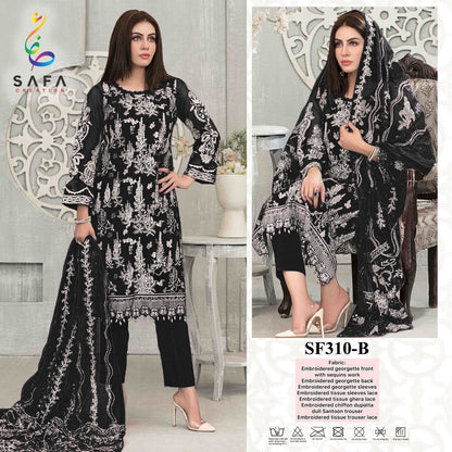 New-310 Safa Creation Georgette Pakistani Patch Work Suits