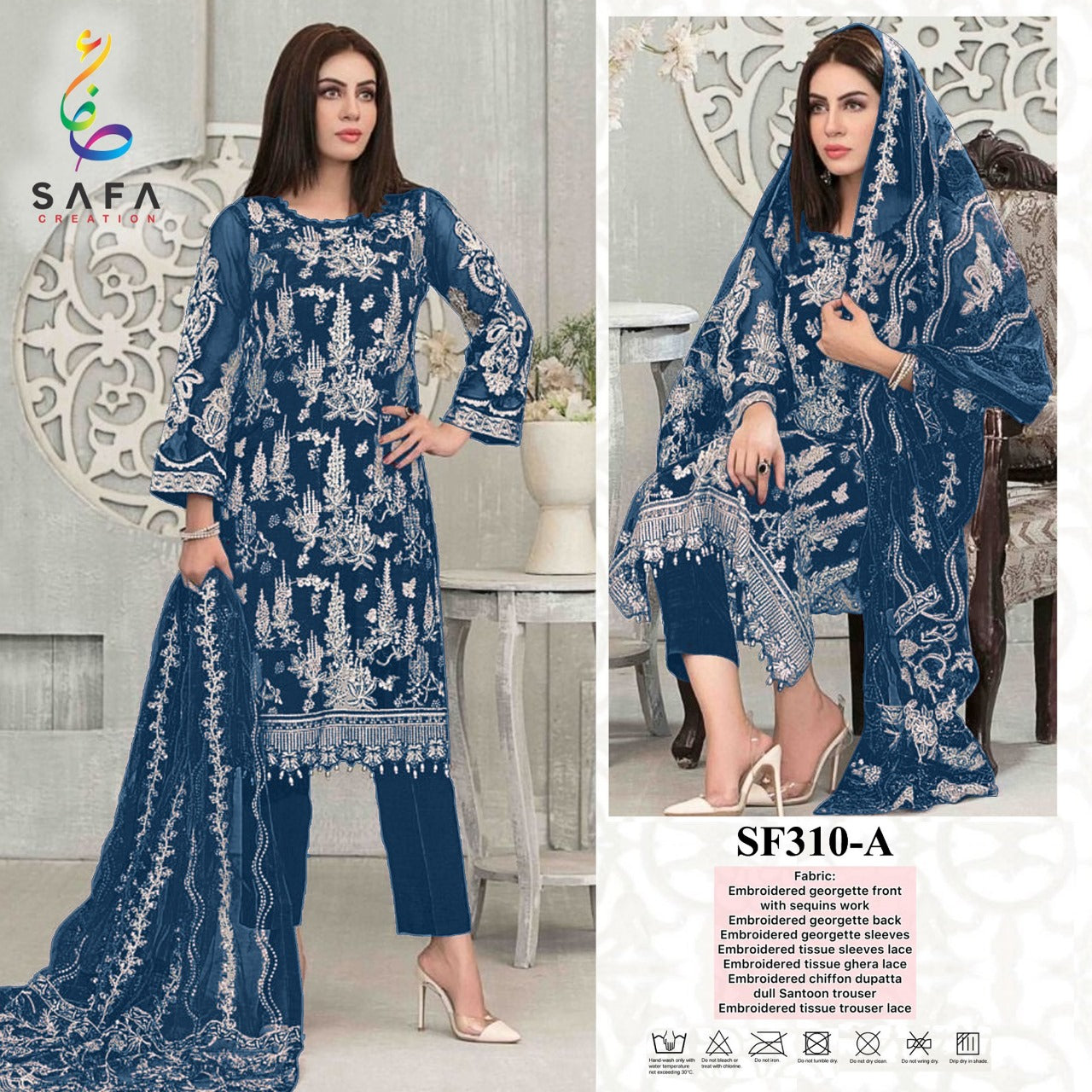 New-310 Safa Creation Georgette Pakistani Patch Work Suits