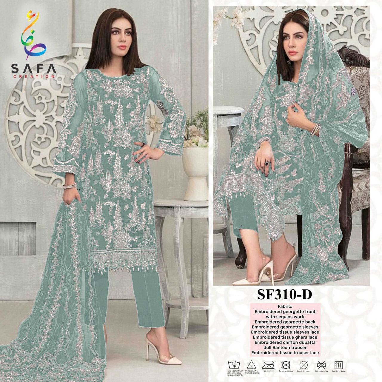 New-310 Safa Creation Georgette Pakistani Patch Work Suits
