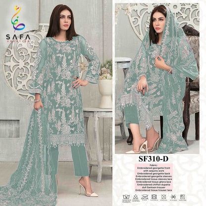 New-310 Safa Creation Georgette Pakistani Patch Work Suits