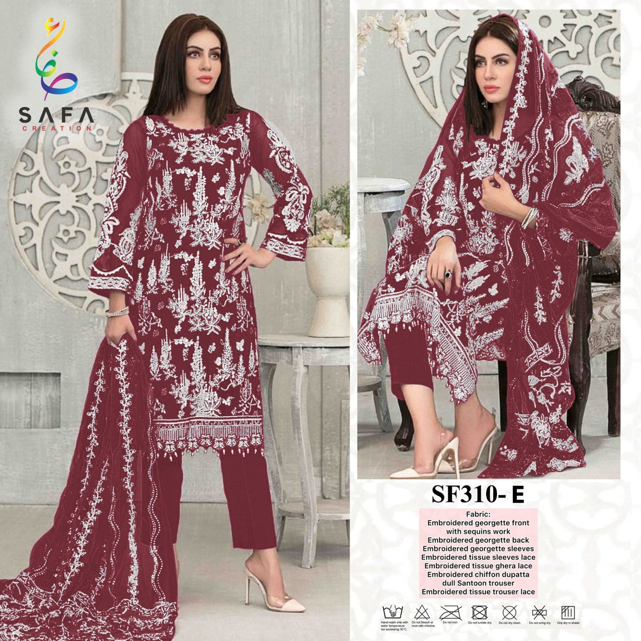 New-310 Safa Creation Georgette Pakistani Patch Work Suits