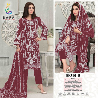 New-310 Safa Creation Georgette Pakistani Patch Work Suits