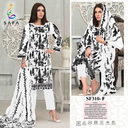 New-310 Safa Creation Georgette Pakistani Patch Work Suits