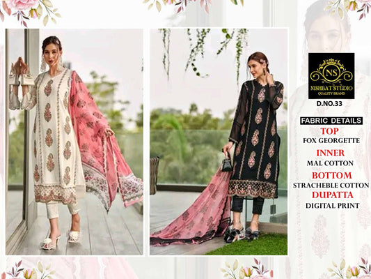 New-33 Nishbat Studio Georgette Pakistani Readymade Suits
