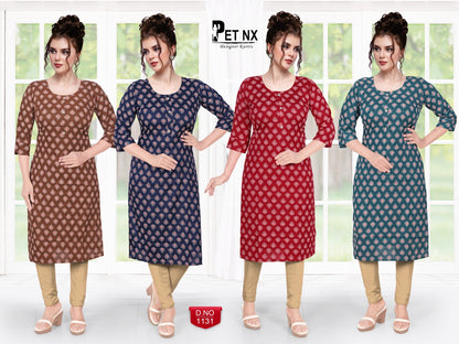 New-Pet-Nx Premnath Rayon Knee Length Kurtis
