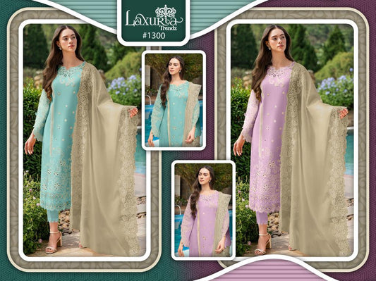 New 1300 Laxuria Trendz Faux Georgette Pakistani Readymade Suits