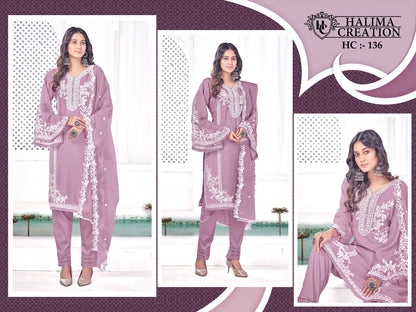 New 136 Halima Creation Silk Organza Pakistani Readymade Suits