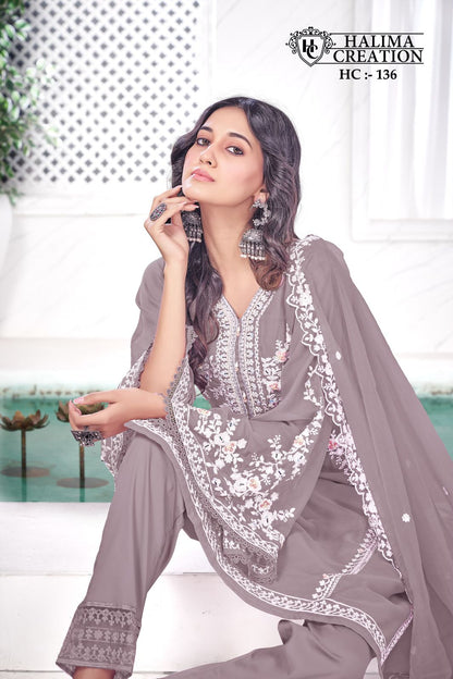 New 136 Halima Creation Silk Organza Pakistani Readymade Suits