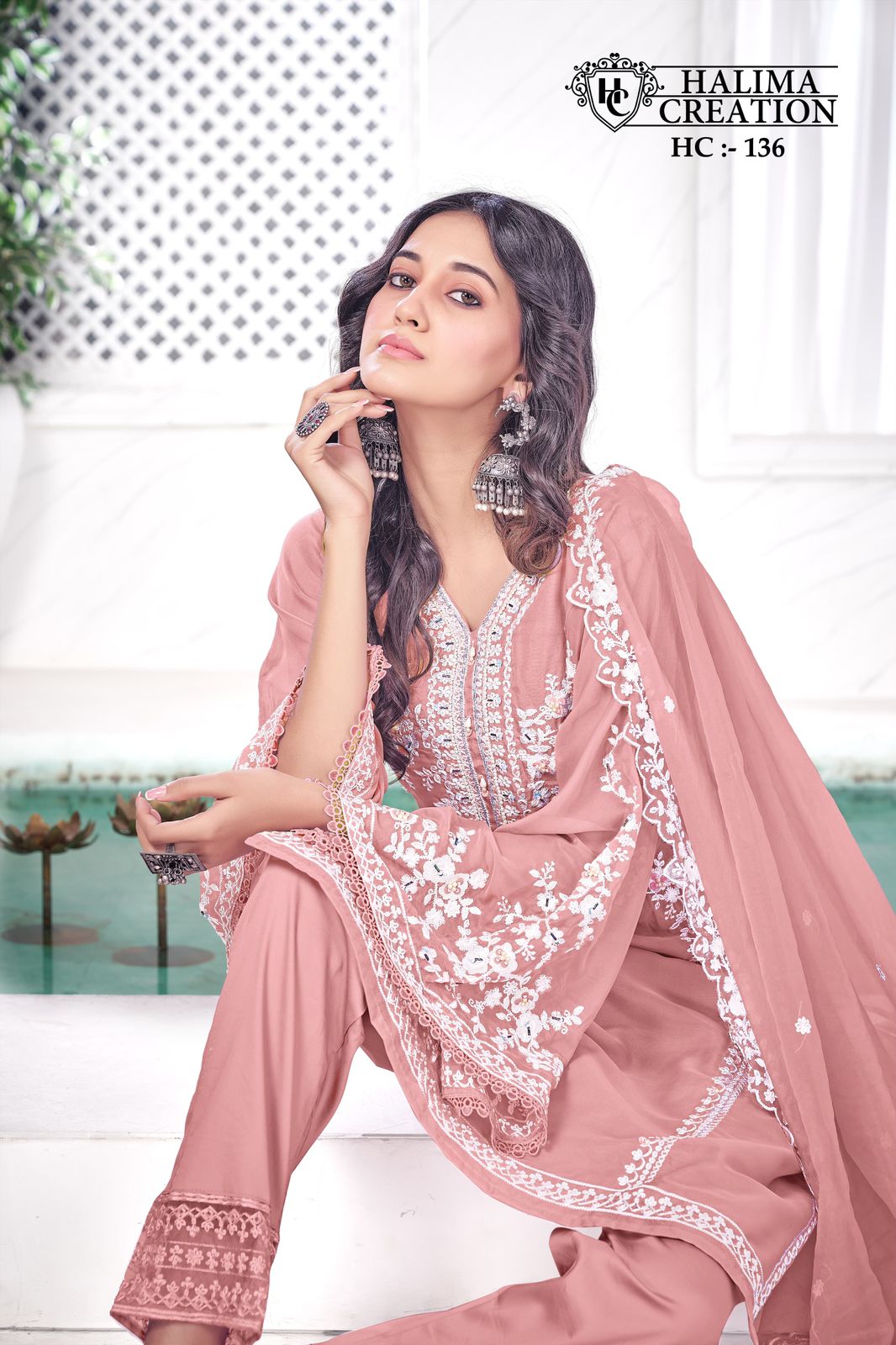 New 136 Halima Creation Silk Organza Pakistani Readymade Suits