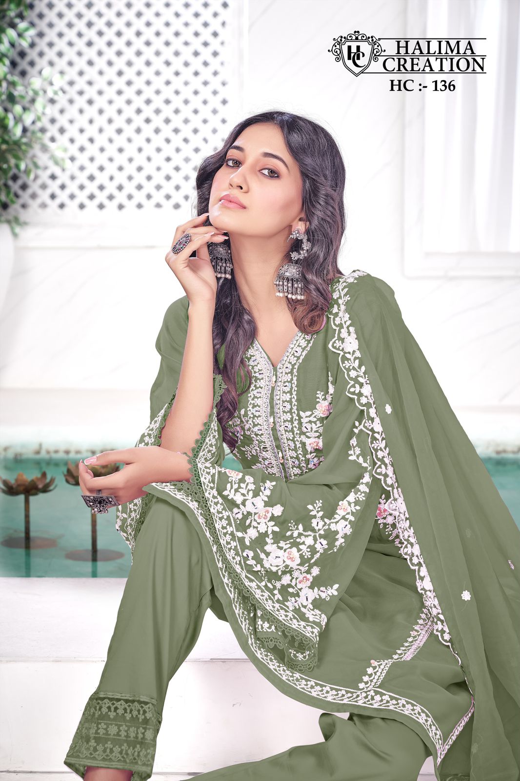 New 136 Halima Creation Silk Organza Pakistani Readymade Suits