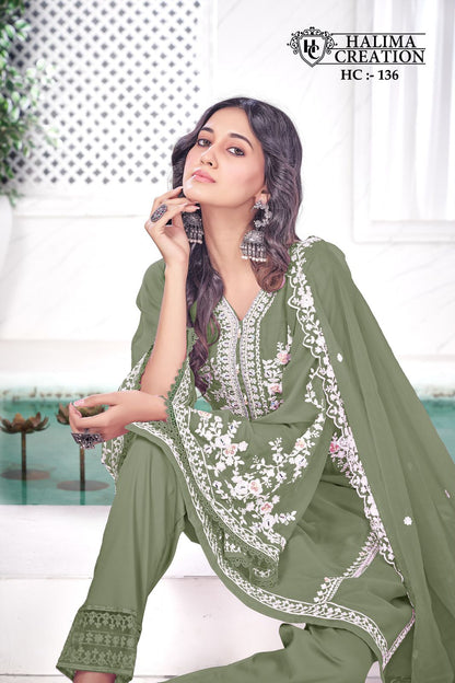 New 136 Halima Creation Silk Organza Pakistani Readymade Suits