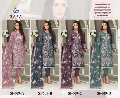 New 609 Safa Creation Georgette Pakistani Salwar Suits