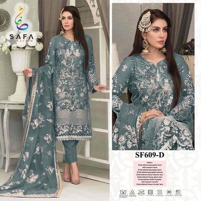 New 609 Safa Creation Georgette Pakistani Salwar Suits