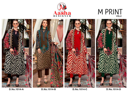 New M Print Vol 2-1014 Aasha Designer Cotton Pakistani Patch Work Suits