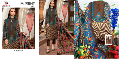 New M Print Vol 2-1014 Aasha Designer Cotton Pakistani Patch Work Suits