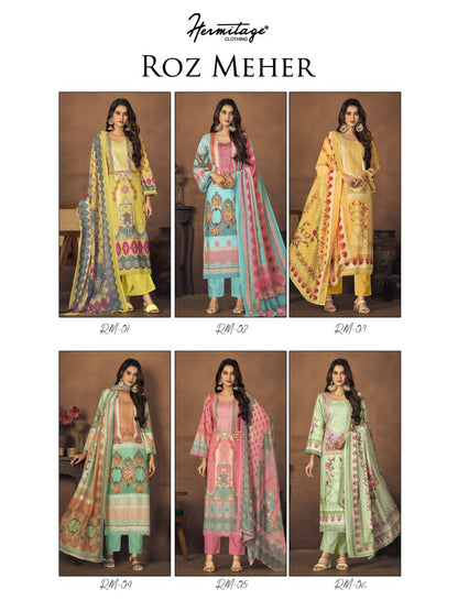 New Roz Meher Hermitage Clothing Lawn Cotton Karachi Salwar Suits