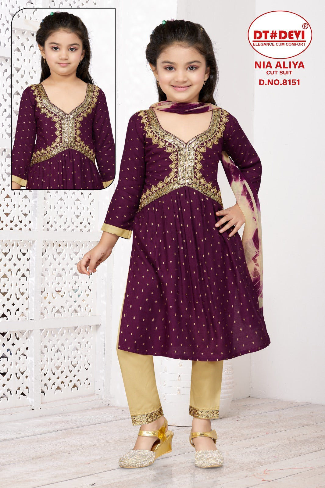 Nia-8151 Dt Devi Rayon Girls Readymade Pant Suits