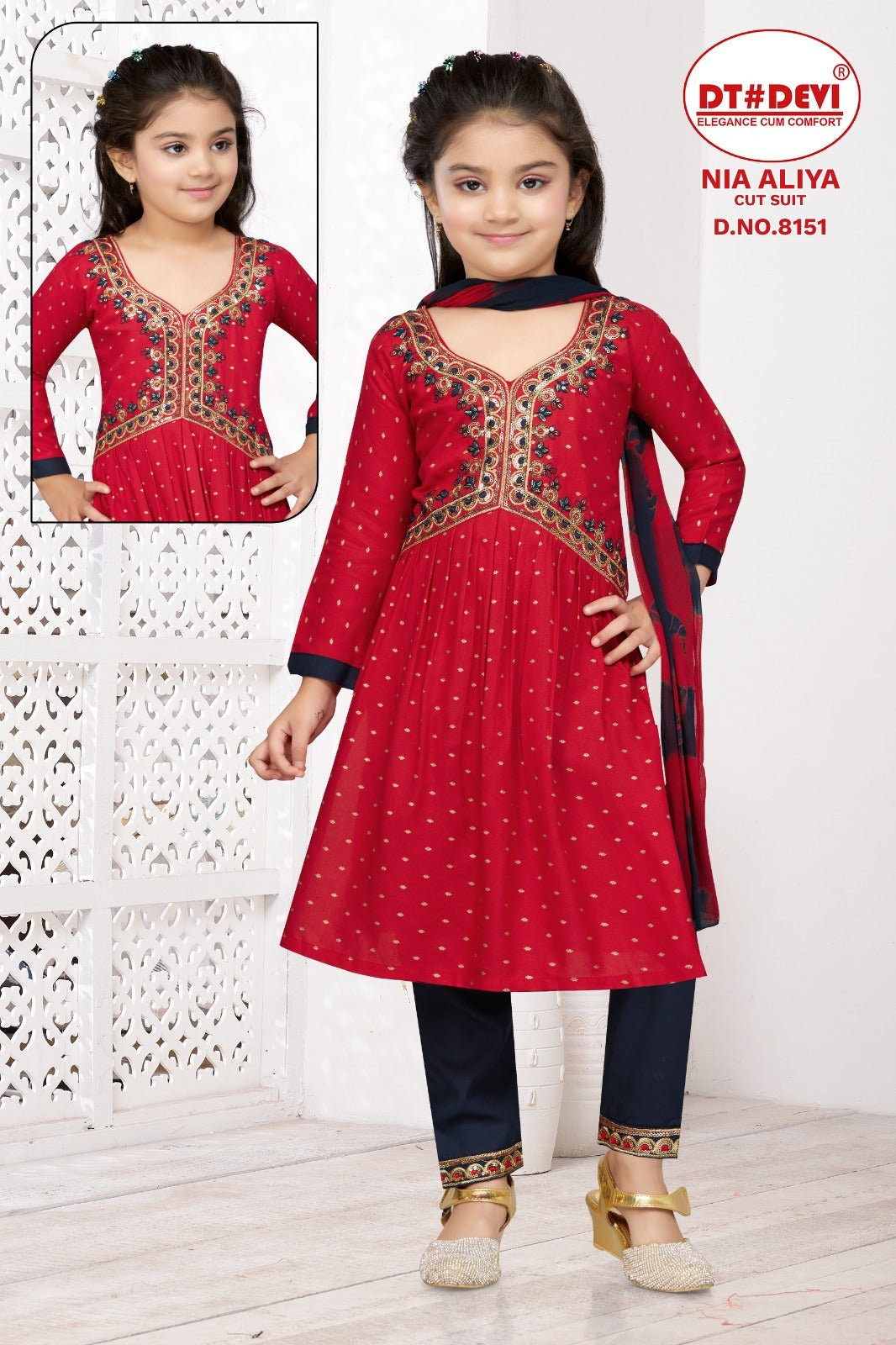 Nia-8151 Dt Devi Rayon Girls Readymade Pant Suits