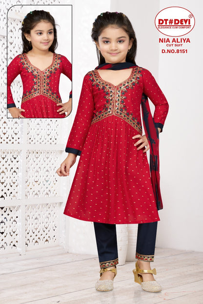 Nia-8151 Dt Devi Rayon Girls Readymade Pant Suits