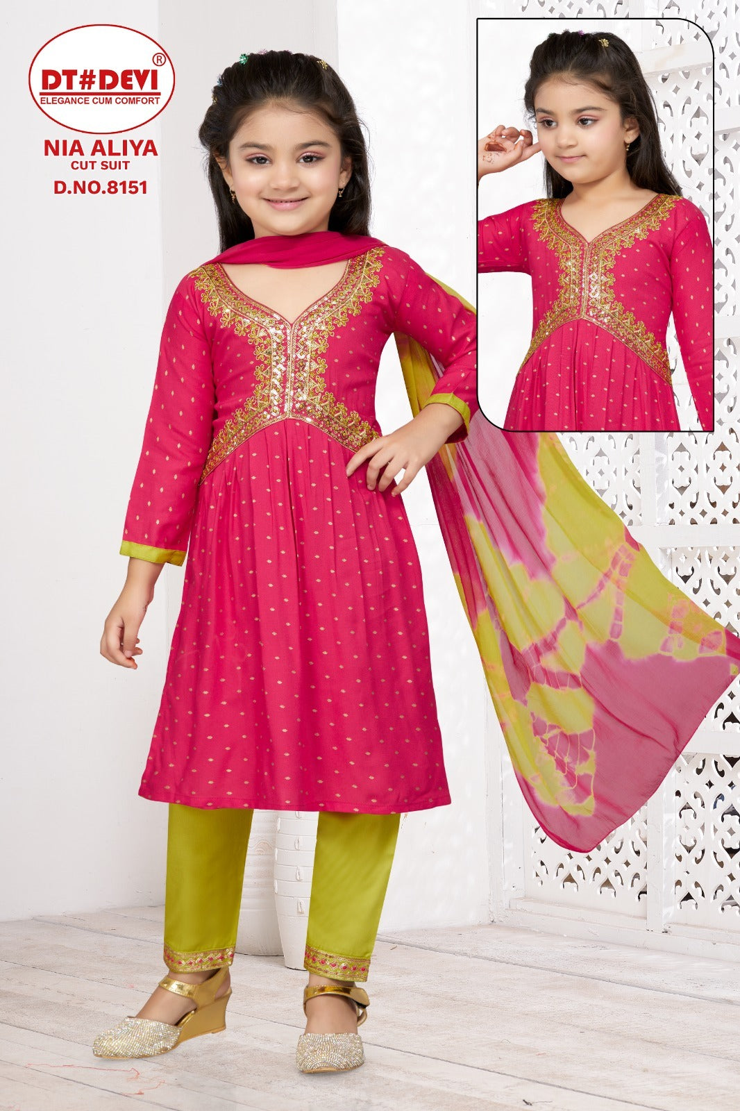 Nia-8151 Dt Devi Rayon Girls Readymade Pant Suits