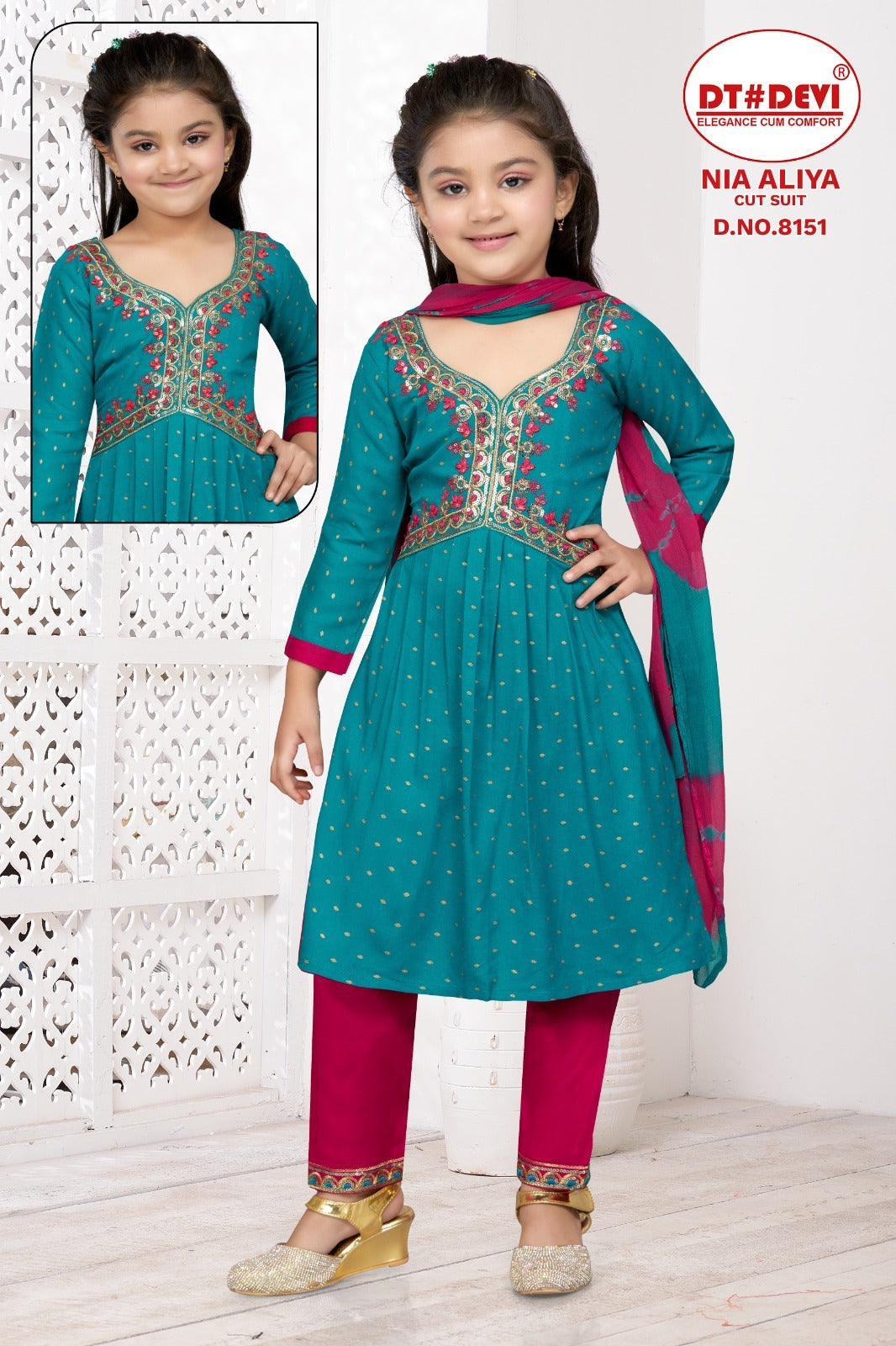 Nia-8151 Dt Devi Rayon Girls Readymade Pant Suits