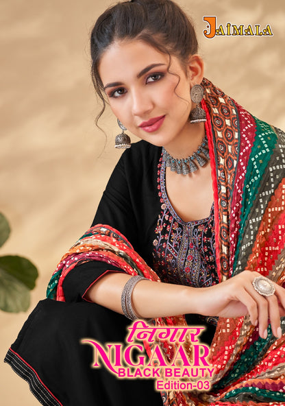 Nigaar Black Beauty Edition 3 Jaimala Rayon Pant Style Suits