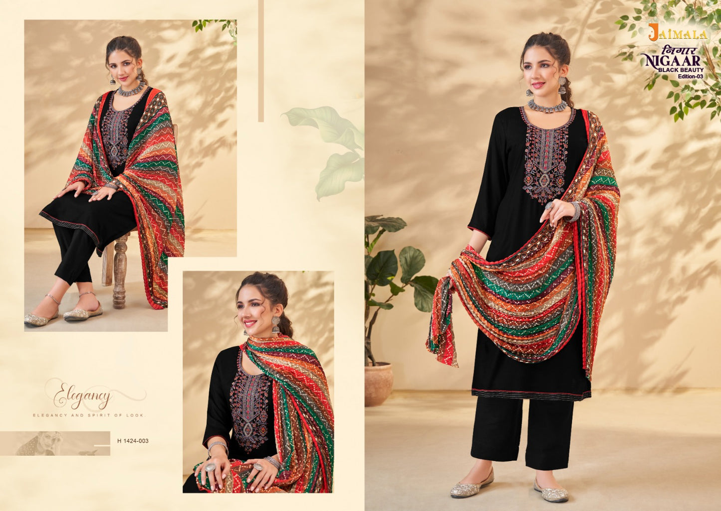 Nigaar Black Beauty Edition 3 Jaimala Rayon Pant Style Suits