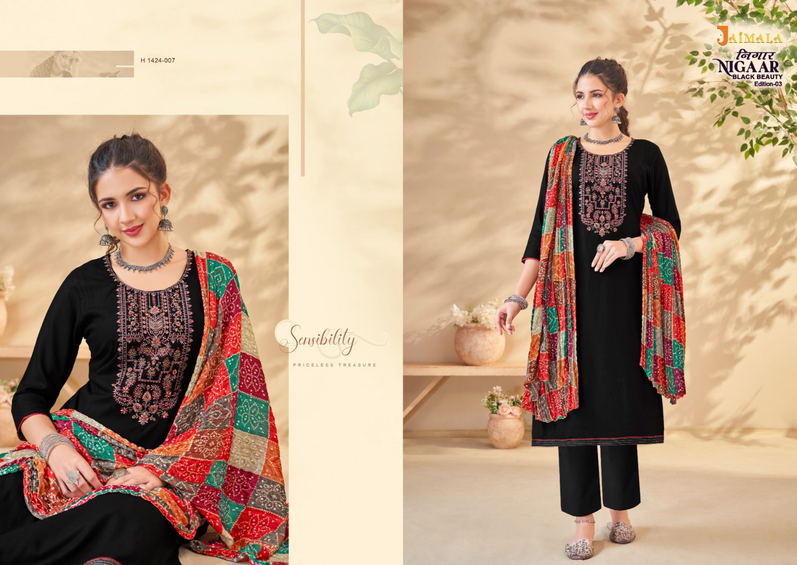 Nigaar Black Beauty Edition 3 Jaimala Rayon Pant Style Suits
