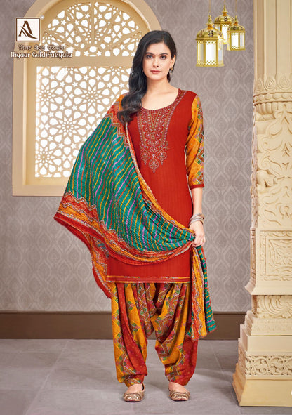 Nigaar Gold Patiyala Alok Viscose Rayon Salwar Suits