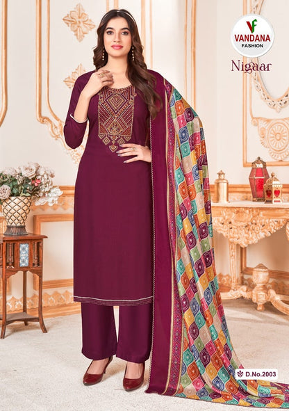 Nigaar Vandana Reyon Pant Style Suits