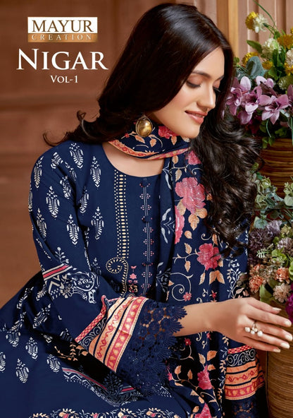 Nigar Vol 1 Mayur Creation Cotton Pant Style Suits