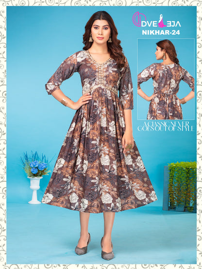 Nikhar-35 Dveeja Fashion Reyon Anarkali Kurtis