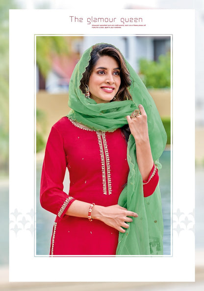 Nikhar Wooglee Viscose Silk Readymade Pant Style Suits