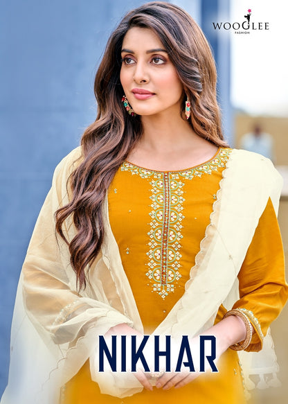 Nikhar Wooglee Viscose Silk Readymade Pant Style Suits