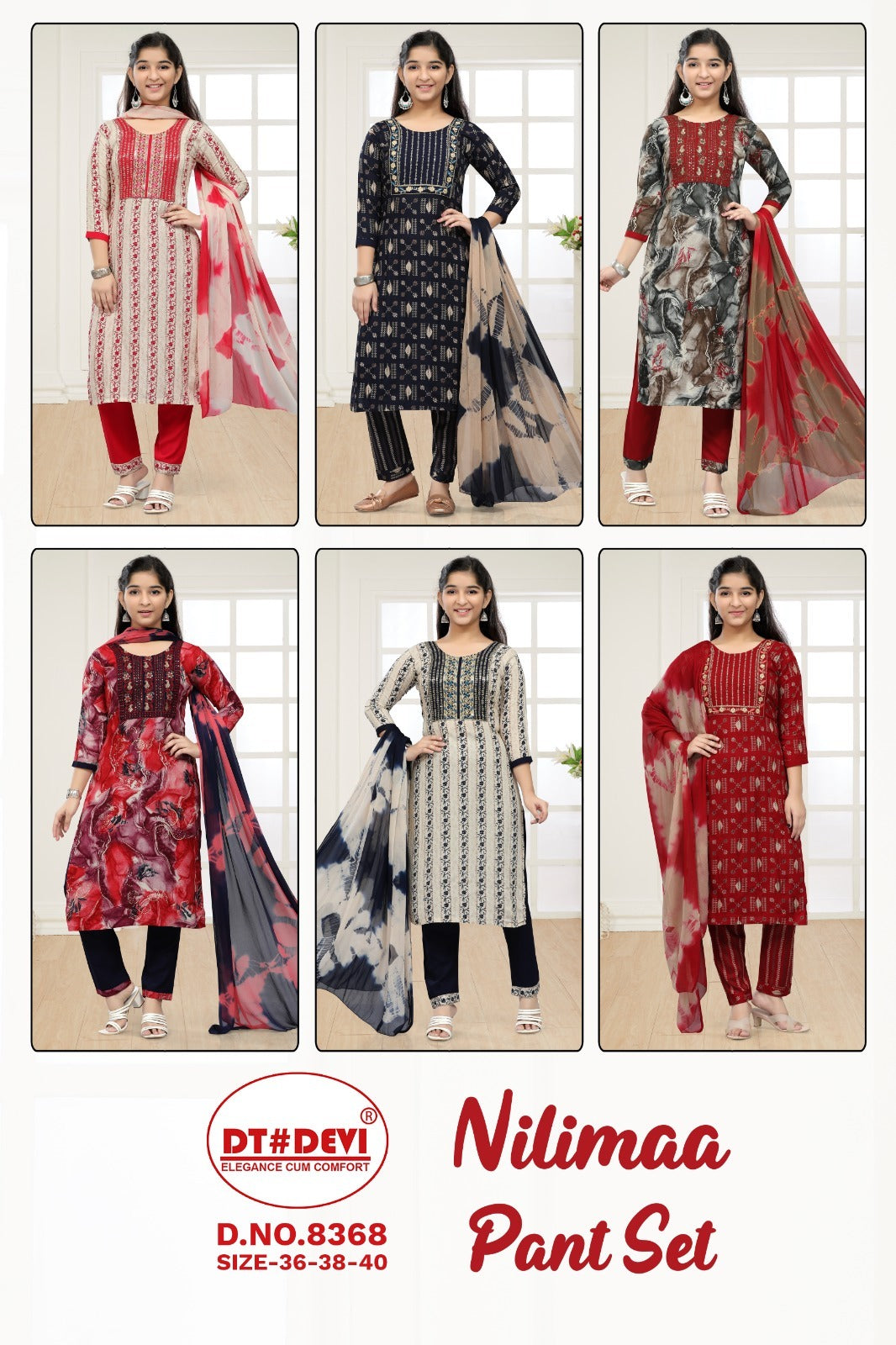 Nilimaa-8368 Dt Devi Rayon Girls Readymade Pant Suits