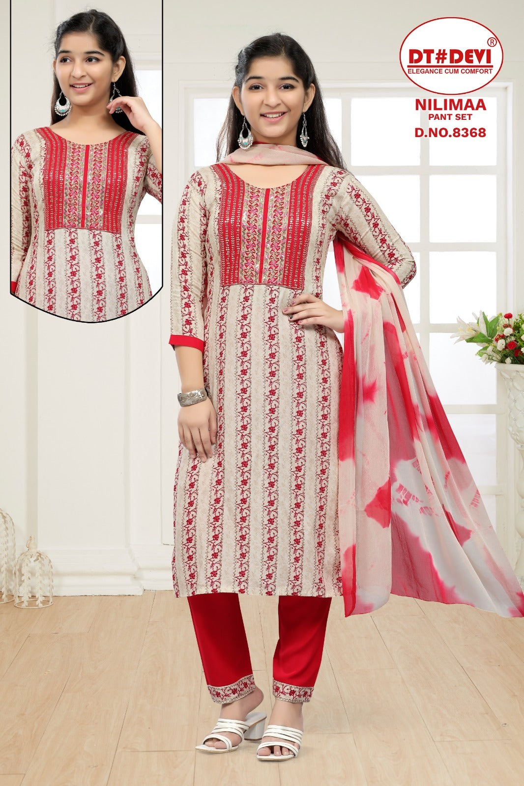 Nilimaa-8368 Dt Devi Rayon Girls Readymade Pant Suits