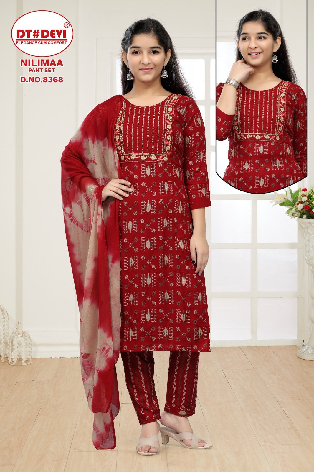Nilimaa-8368 Dt Devi Rayon Girls Readymade Pant Suits