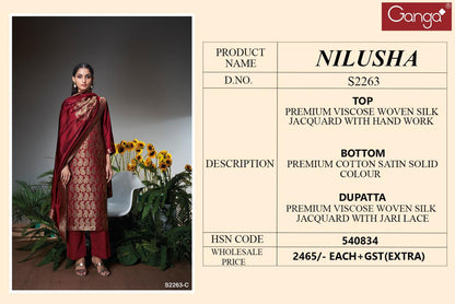 Nilusha 2263 Ganga Woven Silk Plazzo Style Suits