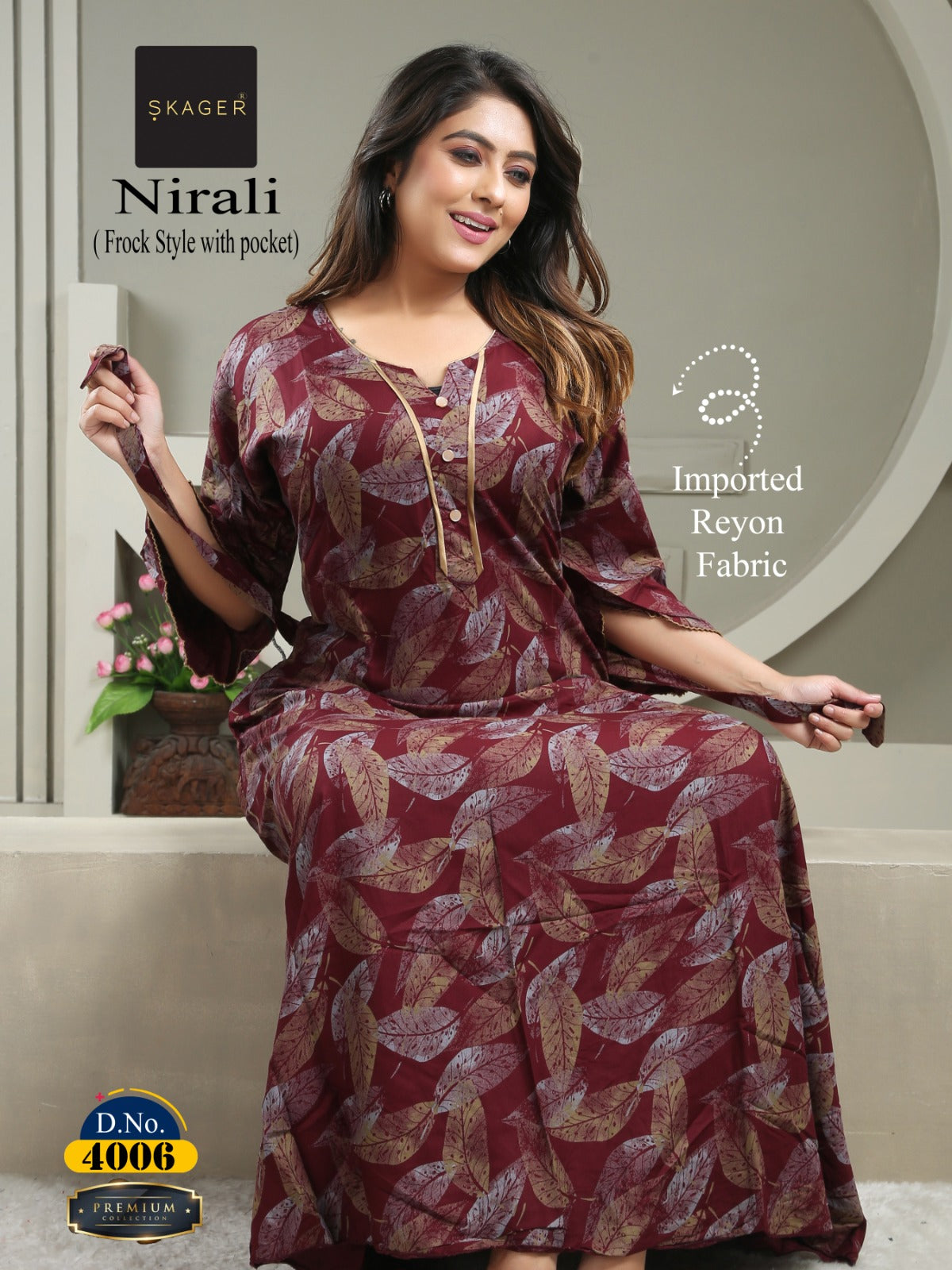 Nirali Skager Rayon Night Gowns