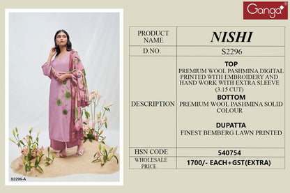 Nishi 2296 Ganga Wool Pashmina Suits