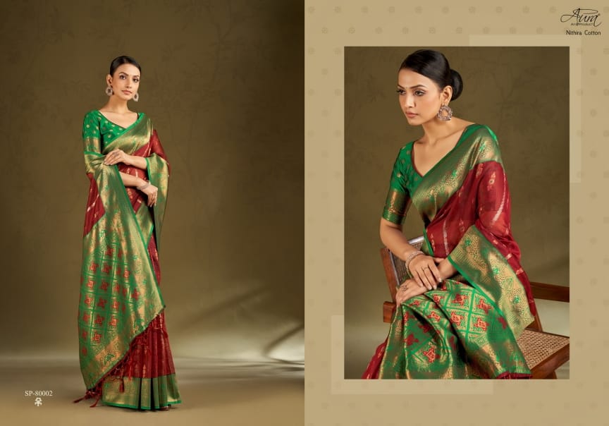 Nithira Cotton Aura Sarees